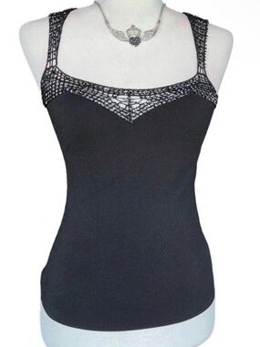 Black Crochet-Trim Tank Top - Women